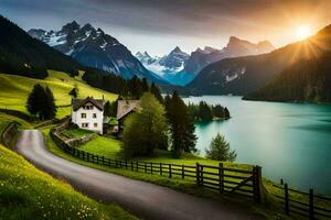 el la carretera a el casa. generado por ai foto