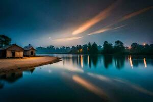 photo wallpaper the sky, water, the lake, the house, the house, the lake,. AI-Generated