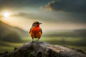 photo wallpaper the sky, bird, sunset, the sun, bird, sunset, the bird,. AI-Generated