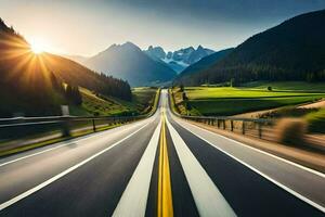 un la carretera con un Dom brillante en él. generado por ai foto