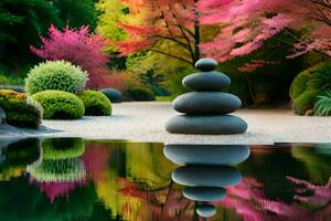 japanese garden, japanese garden, japanese garden, japanese garden. AI-Generated photo