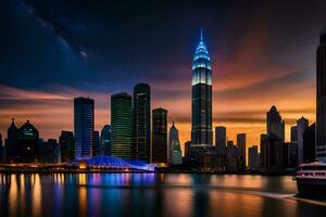 el kuala lumpur horizonte a noche. generado por ai foto