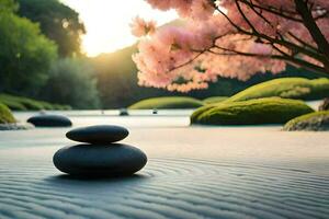 japanese garden, zen garden, zen garden, zen garden hd wallpaper. AI-Generated photo