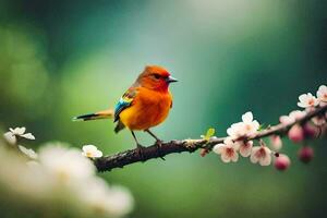 foto fondo de pantalla pájaro, el flores, primavera, el flores, el flores, el flores, el. generado por ai