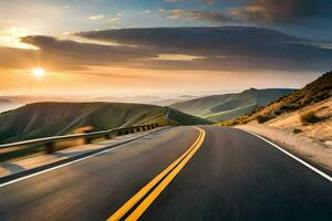 un la carretera con el Dom ajuste en el distancia. generado por ai foto