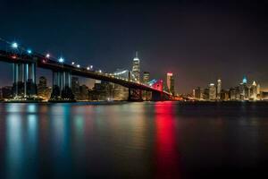 the brooklyn bridge at night. AI-Generated photo