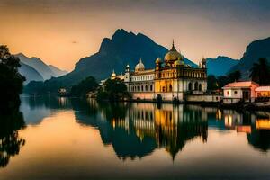 el dorado templo, kerala, India. generado por ai foto