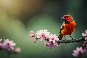 photo wallpaper the bird, flowers, spring, the bird, spring, the bird, spring,. AI-Generated