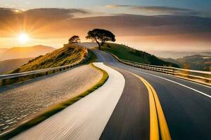 un la carretera con el Dom ajuste detrás él. generado por ai foto