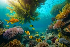 un coral arrecife con pescado y otro corales generado por ai foto