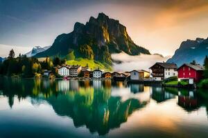 el hermosa paisaje de Suiza. generado por ai foto