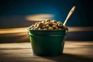 nuts in a bucket. AI-Generated photo