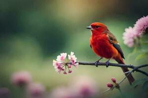 photo wallpaper the sky, flowers, bird, spring, the bird, spring, the bird,. AI-Generated