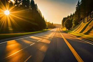 un la carretera con el Dom brillante en él. generado por ai foto