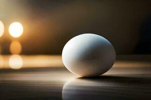 a white ball on a table with a blurry background. AI-Generated photo