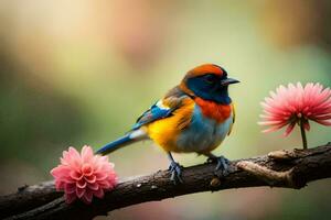 photo wallpaper bird, the flowers, the bird, the flowers, the bird, the flowers,. AI-Generated