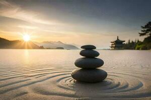 the zen of the beach. AI-Generated photo