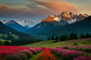 the flowers of the alps, person, person, person, person, flowers, flowers,. AI-Generated photo