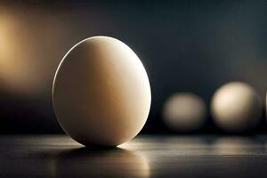 an egg is standing in front of a group of eggs. AI-Generated photo