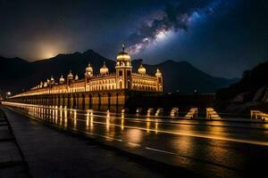 el noche cielo terminado el Mysore palacio. generado por ai foto