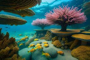 a coral reef with fish and other corals. AI-Generated photo