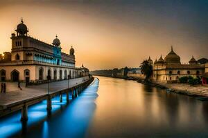 el Dom es ajuste terminado un río en India. generado por ai foto