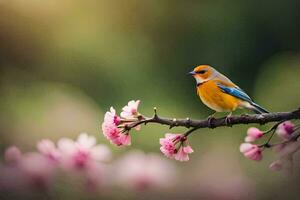 photo wallpaper bird, the flowers, spring, the flowers, the bird, the bird, the. AI-Generated