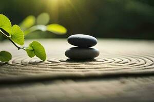 dos piedras en un zen jardín. generado por ai foto
