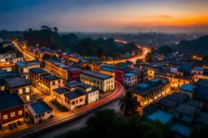 a city at dusk with a long exposure. AI-Generated photo