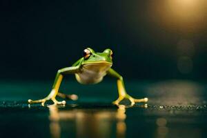 a frog on a dark background. AI-Generated photo