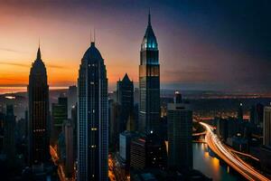 the city skyline at sunset in kuala lumpur, malaysia. AI-Generated photo