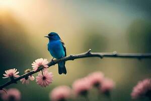 foto fondo de pantalla el cielo, pájaro, flores, el sol, el pájaro, el pájaro, el. generado por ai