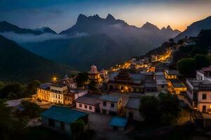 the village of kathmandu, nepal at dusk. AI-Generated photo