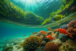 un coral arrecife con pescado y corales generado por ai foto