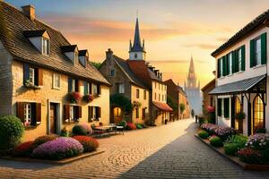 photo wallpaper the sky, sunset, street, europe, germany, germany. AI-Generated