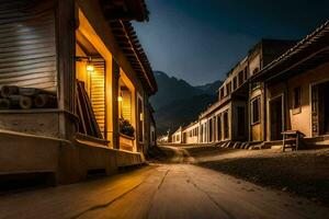 a long exposure photo of a street at night. AI-Generated