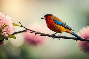 photo wallpaper bird, the flowers, the sun, the bird, the bird, the bird,. AI-Generated