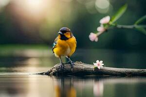 photo wallpaper the sun, water, bird, flower, tree, bird, bird, bird,. AI-Generated