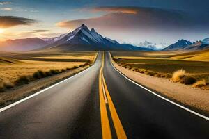 el la carretera a el futuro. generado por ai foto