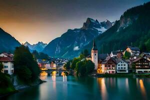 the beautiful town of hallstatt, switzerland. AI-Generated photo