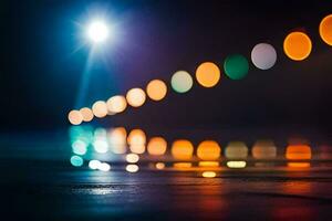 a blurry photo of lights on the road. AI-Generated