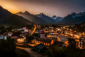 foto fondo de pantalla el cielo, montañas, ciudad, el ciudad, el cielo, el montañas, el. generado por ai