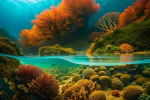el submarino mundo de coral arrecifes generado por ai foto