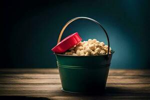 popcorn in a bucket. AI-Generated photo