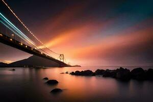 el dorado portón puente, hd fondo de pantalla. generado por ai foto