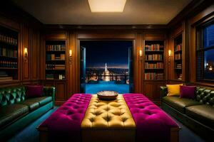 the library room at the new york hotel. AI-Generated photo