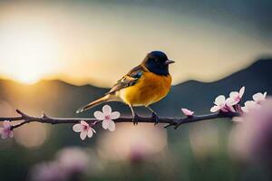 photo wallpaper the sky, flowers, bird, bird, bird, bird, bird, bird,. AI-Generated