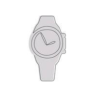 Wristwatches drawn in one continuous line in color. One line drawing, minimalism. Vector illustration.