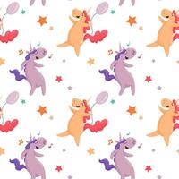 Vector pattern with unicorns and stars