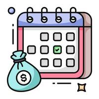 Icon of money with calendar, flat design of payment day vector